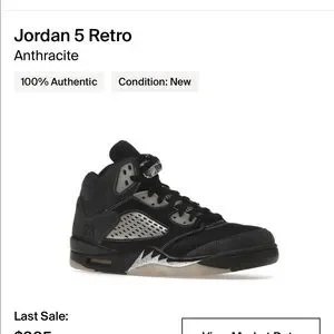 Jordan 5 retro - DB0731 001- Anthracite/ wolf grey. New in box US9 Nike Air Jordan 5 Anthracite DB0731-001 Wolf Grey Clear  main image 4